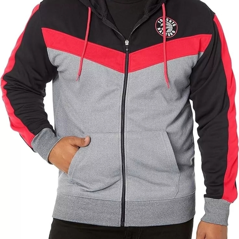Toronto Raptors Men's LARGE hoodie Black and Gray with Red Accents  (NBA)